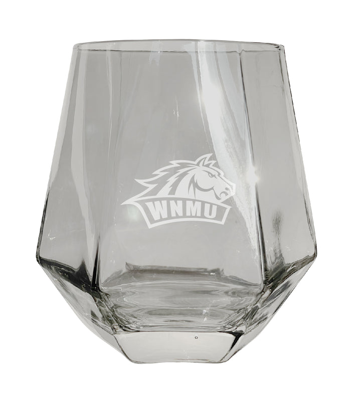 Western New Mexico University Tigers Etched Diamond Cut 10 oz Stemless Wine Glass - NCAA Licensed