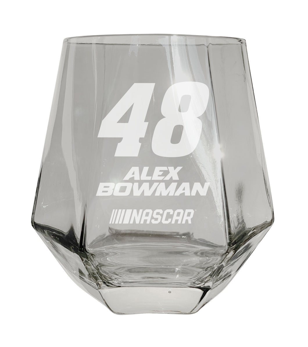 #48 Alex Bowman Officially Licensed 10 oz Engraved Diamond Wine Glass
