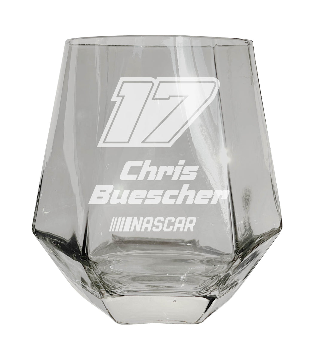 #17 Chris Buescher Officially Licensed 10 oz Engraved Diamond Wine Glass