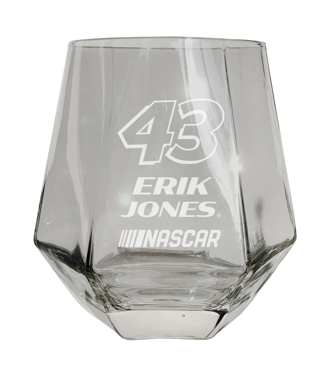 #43 Erik Jones Officially Licensed 10 oz Engraved Diamond Wine Glass