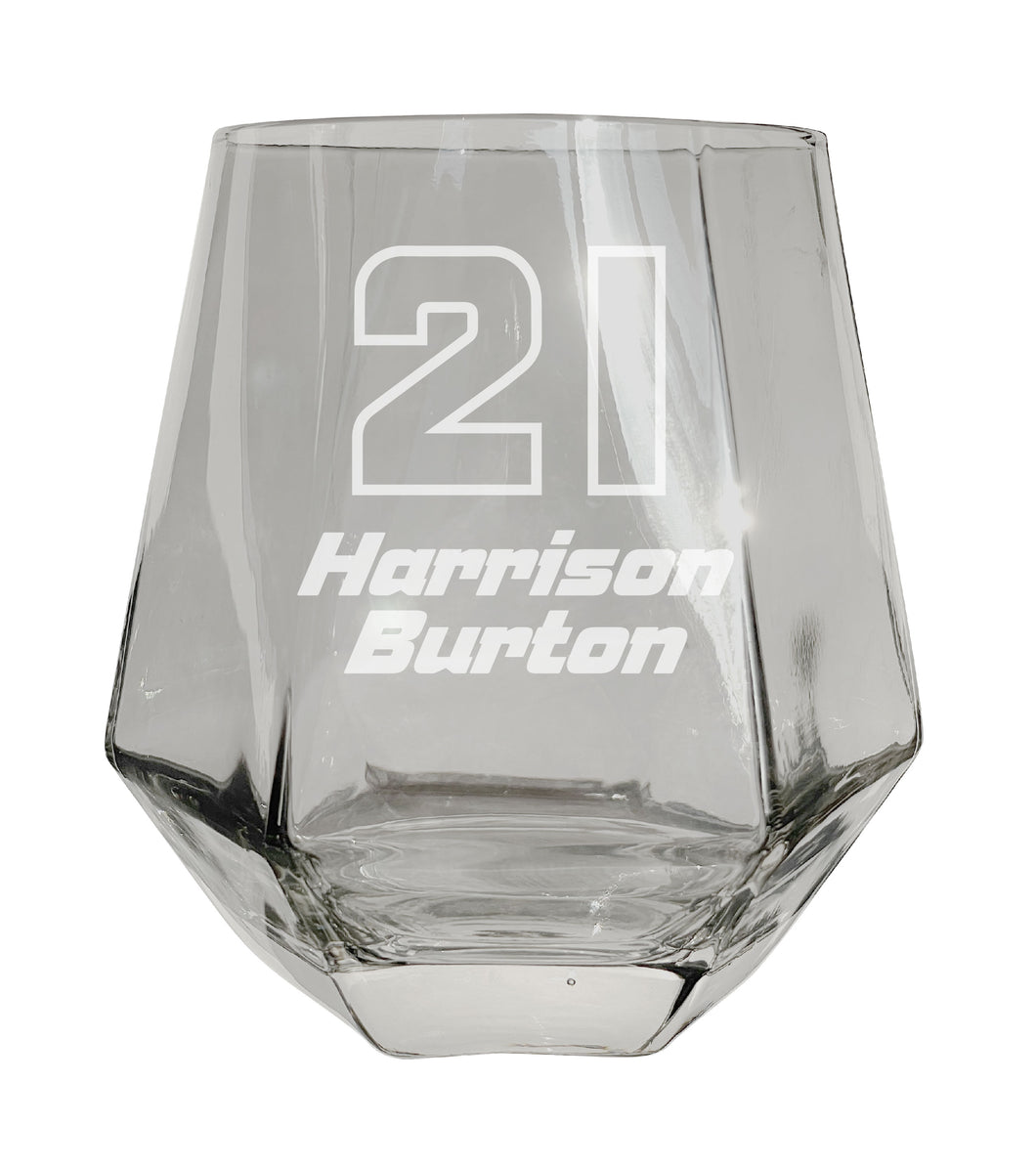 #21 Harrison Burton Officially Licensed 10 oz Engraved Diamond Wine Glass