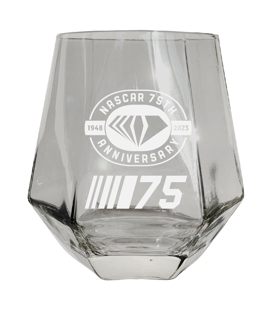 NASCAR 75 Year Anniversary Officially Licensed 10 oz Engraved Diamond Glass