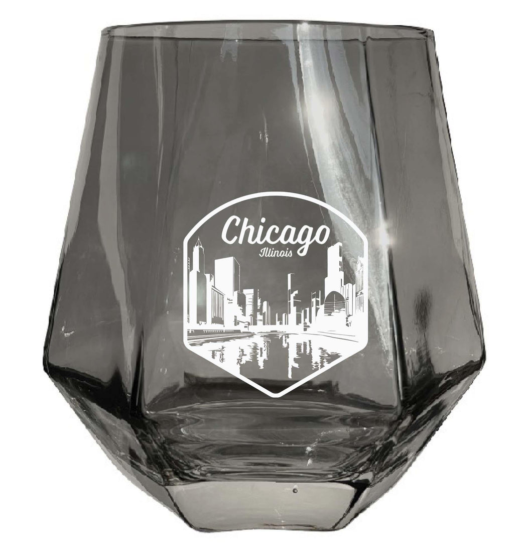 Chicago Illinois Souvenir Wine Glass EngravedDiamond 15 oz