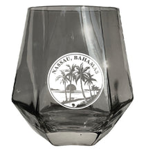 Load image into Gallery viewer, Nassau the Bahamas Souvenir Wine Glass EngravedDiamond 15 oz clear Iridescent
