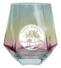 Load image into Gallery viewer, Nassau the Bahamas Souvenir Wine Glass EngravedDiamond 15 oz clear Iridescent
