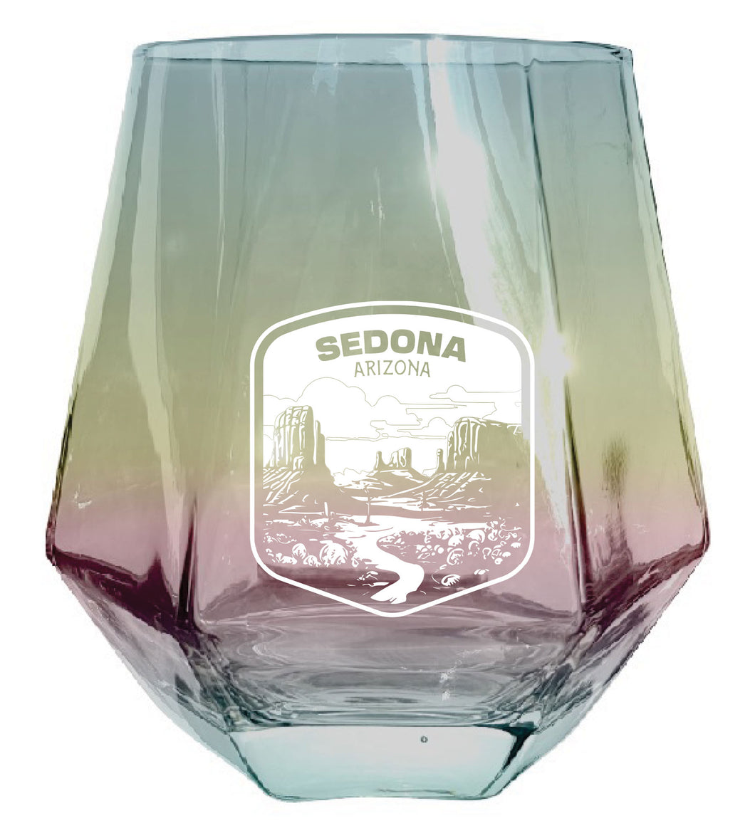 Sedona Arizona Souvenir Wine Glass EngravedDiamond 15 oz clear Iridescent
