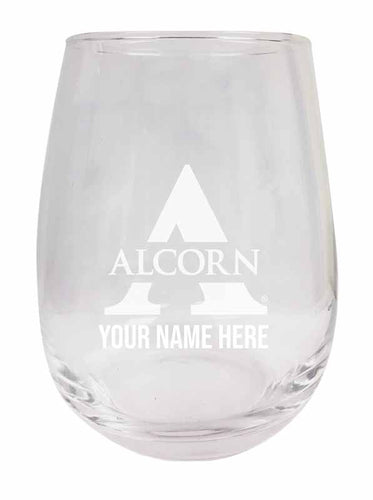 Alcorn State Braves NCAA Officially Licensed Laser-Engraved 9 oz Stemless Wine Glass - Personalize with Your Name, Ideal for Wine & Cocktails