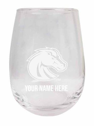 Boise State Broncos NCAA Officially Licensed Laser-Engraved 9 oz Stemless Wine Glass - Personalize with Your Name, Ideal for Wine & Cocktails