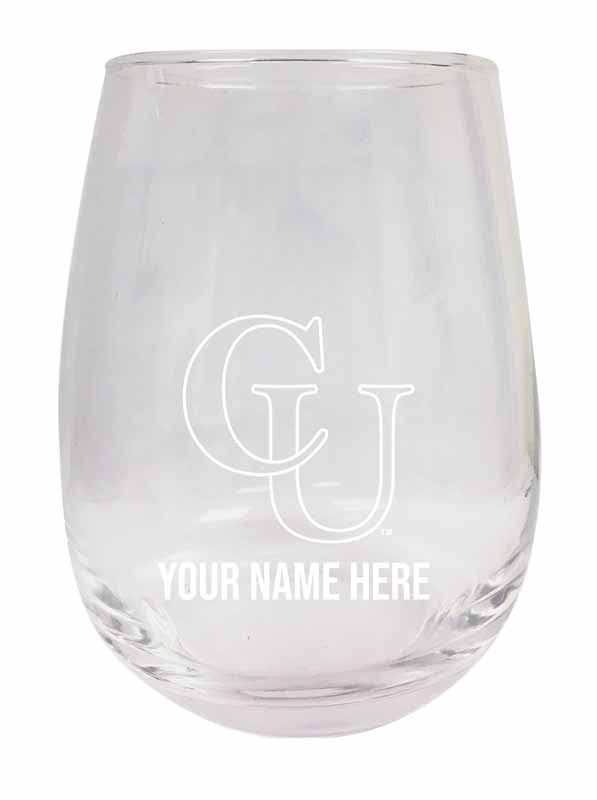 Campbell University Fighting Camels NCAA Officially Licensed Laser-Engraved 9 oz Stemless Wine Glass - Personalize with Your Name, Ideal for Wine & Cocktails
