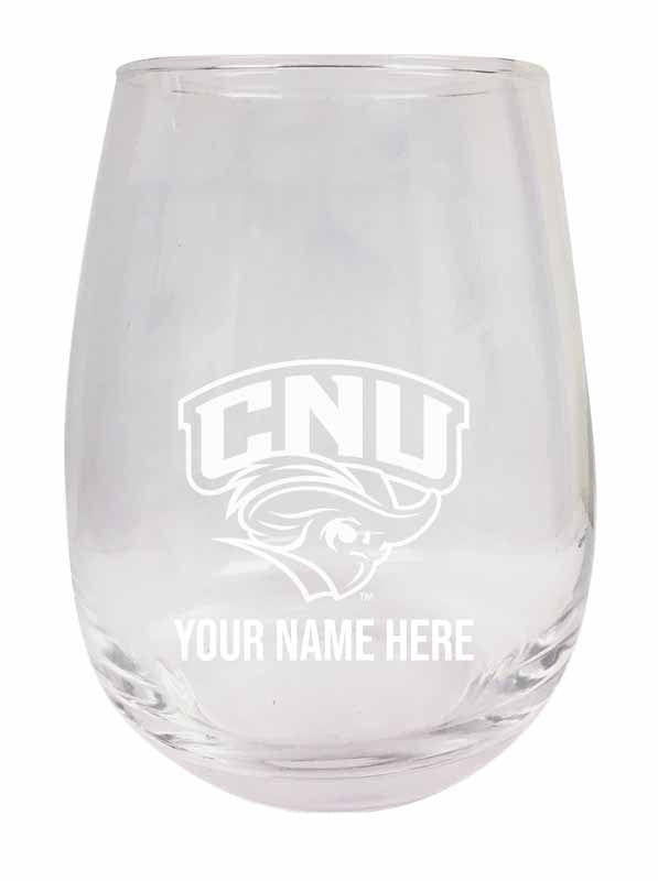 Christopher Newport Captains NCAA Officially Licensed Laser-Engraved 9 oz Stemless Wine Glass - Personalize with Your Name, Ideal for Wine & Cocktails