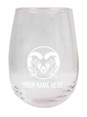 Colorado State Rams NCAA Officially Licensed Laser-Engraved 9 oz Stemless Wine Glass - Personalize with Your Name, Ideal for Wine & Cocktails