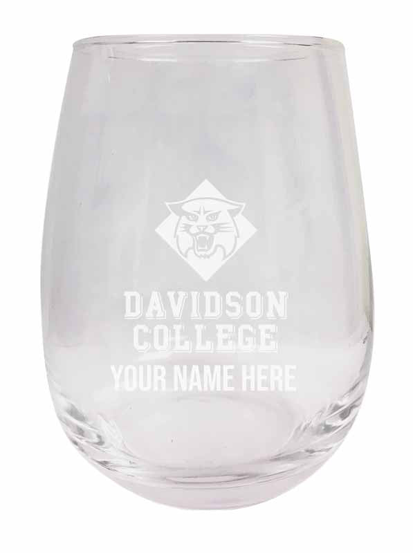 Davidson College NCAA Officially Licensed Laser-Engraved 9 oz Stemless Wine Glass - Personalize with Your Name, Ideal for Wine & Cocktails