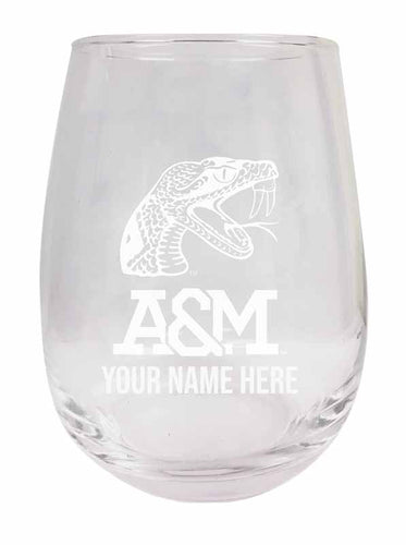 Florida A&M Rattlers NCAA Officially Licensed Laser-Engraved 9 oz Stemless Wine Glass - Personalize with Your Name, Ideal for Wine & Cocktails