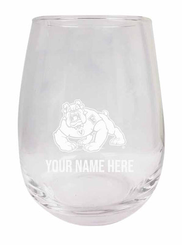 Fresno State Bulldogs NCAA Officially Licensed Laser-Engraved 9 oz Stemless Wine Glass - Personalize with Your Name, Ideal for Wine & Cocktails
