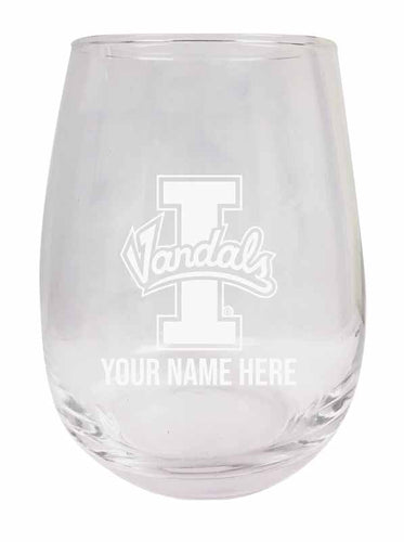 Idaho Vandals NCAA Officially Licensed Laser-Engraved 9 oz Stemless Wine Glass - Personalize with Your Name, Ideal for Wine & Cocktails