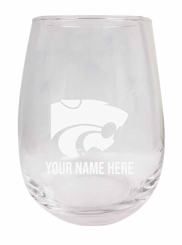 Kansas State Wildcats NCAA Officially Licensed Laser-Engraved 9 oz Stemless Wine Glass - Personalize with Your Name, Ideal for Wine & Cocktails