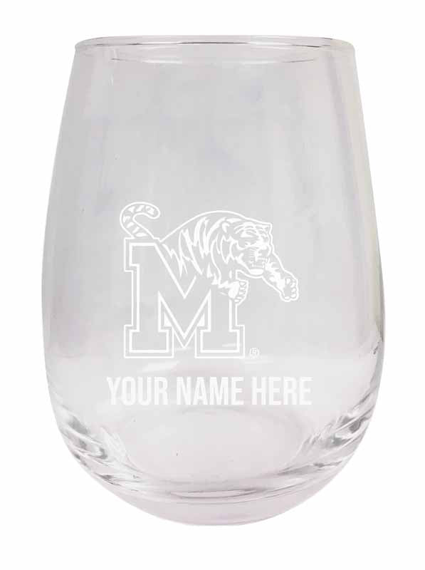 Memphis Tigers NCAA Officially Licensed Laser-Engraved 9 oz Stemless Wine Glass - Personalize with Your Name, Ideal for Wine & Cocktails
