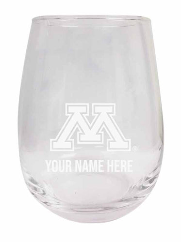 Minnesota Gophers NCAA Officially Licensed Laser-Engraved 9 oz Stemless Wine Glass - Personalize with Your Name, Ideal for Wine & Cocktails