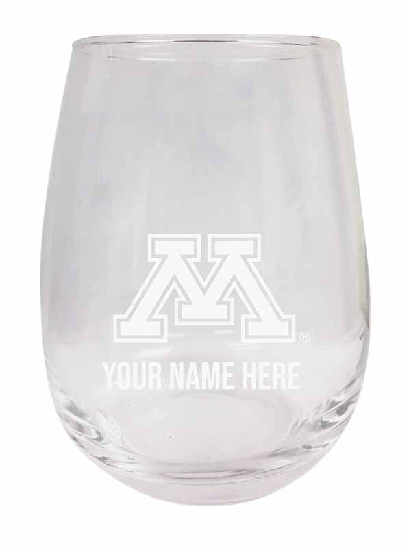 Minnesota Gophers NCAA Officially Licensed Laser-Engraved 9 oz Stemless Wine Glass - Personalize with Your Name, Ideal for Wine & Cocktails