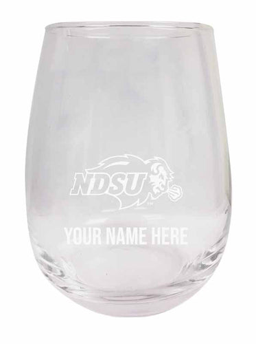 North Dakota State Bison NCAA Officially Licensed Laser-Engraved 9 oz Stemless Wine Glass - Personalize with Your Name, Ideal for Wine & Cocktails