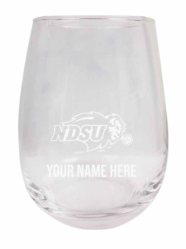 North Dakota State Bison NCAA Officially Licensed Laser-Engraved 9 oz Stemless Wine Glass - Personalize with Your Name, Ideal for Wine & Cocktails