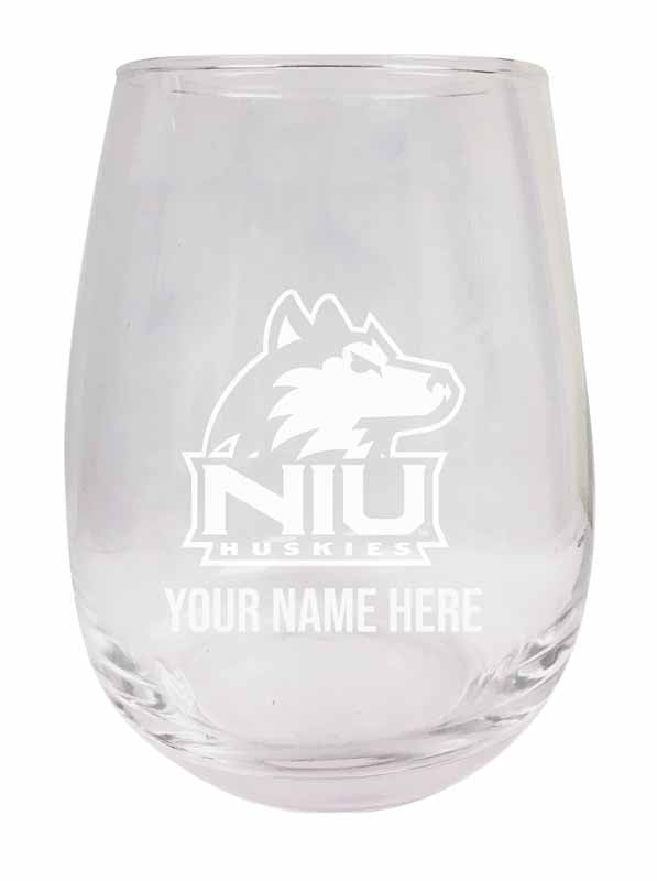 Northern Illinois Huskies NCAA Officially Licensed Laser-Engraved 9 oz Stemless Wine Glass - Personalize with Your Name, Ideal for Wine & Cocktails