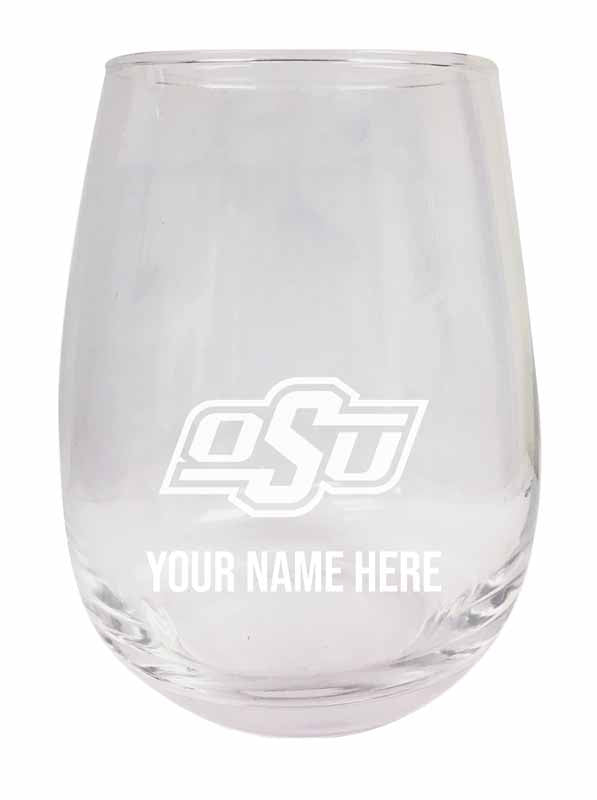 Oklahoma State Cowboys NCAA Officially Licensed Laser-Engraved 9 oz Stemless Wine Glass - Personalize with Your Name, Ideal for Wine & Cocktails
