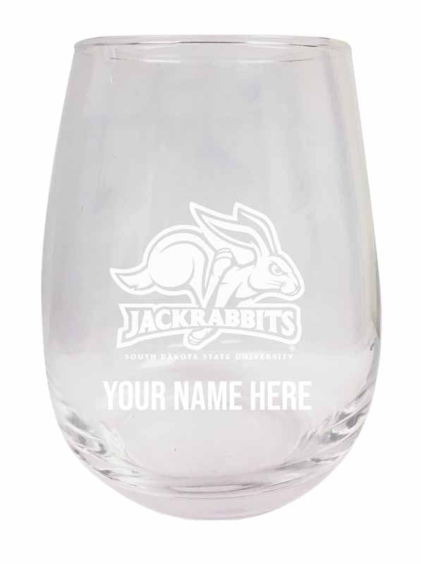 South Dakota State Jackrabbits NCAA Officially Licensed Laser-Engraved 9 oz Stemless Wine Glass - Personalize with Your Name, Ideal for Wine & Cocktails