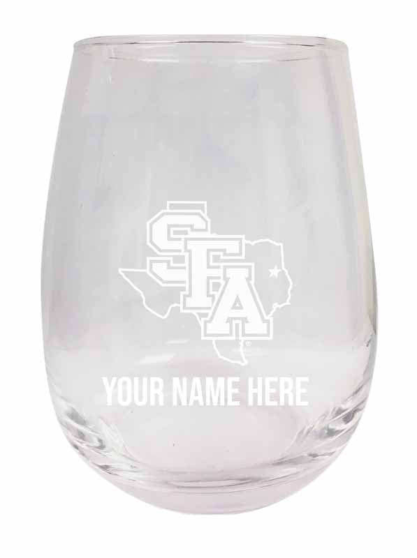 Stephen F. Austin State University NCAA Officially Licensed Laser-Engraved 9 oz Stemless Wine Glass - Personalize with Your Name, Ideal for Wine & Cocktails