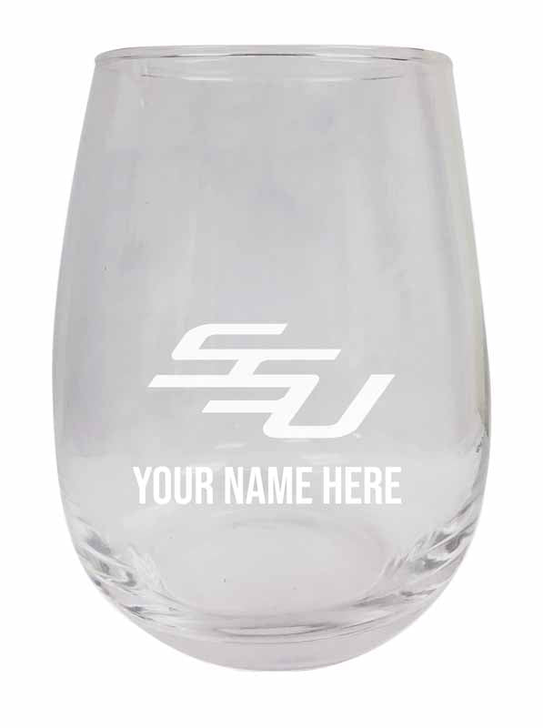 Savannah State University NCAA Officially Licensed Laser-Engraved 9 oz Stemless Wine Glass - Personalize with Your Name, Ideal for Wine & Cocktails