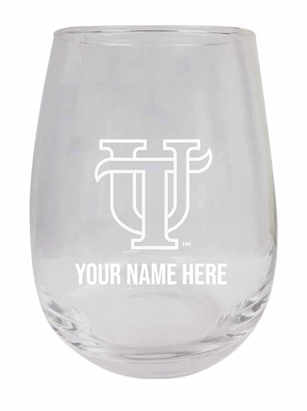 University of Tampa Spartans NCAA Officially Licensed Laser-Engraved 9 oz Stemless Wine Glass - Personalize with Your Name, Ideal for Wine & Cocktails