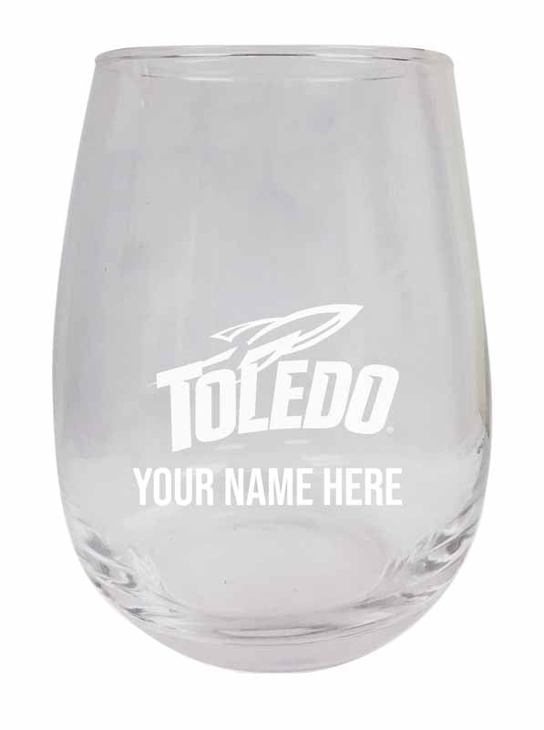 Toledo Rockets NCAA Officially Licensed Laser-Engraved 9 oz Stemless Wine Glass - Personalize with Your Name, Ideal for Wine & Cocktails