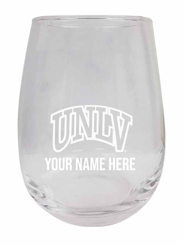 UNLV Rebels NCAA Officially Licensed Laser-Engraved 9 oz Stemless Wine Glass - Personalize with Your Name, Ideal for Wine & Cocktails