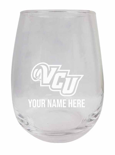 Virginia Commonwealth NCAA Officially Licensed Laser-Engraved 9 oz Stemless Wine Glass - Personalize with Your Name, Ideal for Wine & Cocktails