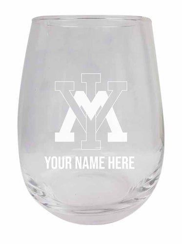 VMI Keydets NCAA Officially Licensed Laser-Engraved 9 oz Stemless Wine Glass - Personalize with Your Name, Ideal for Wine & Cocktails