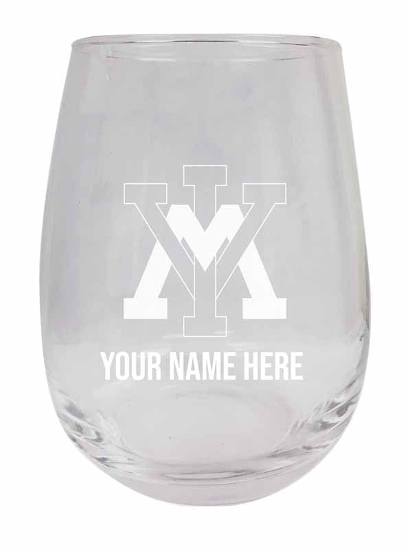 VMI Keydets NCAA Officially Licensed Laser-Engraved 9 oz Stemless Wine Glass - Personalize with Your Name, Ideal for Wine & Cocktails