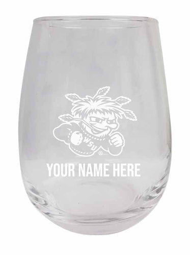 Wichita State Shockers NCAA Officially Licensed Laser-Engraved 9 oz Stemless Wine Glass - Personalize with Your Name, Ideal for Wine & Cocktails