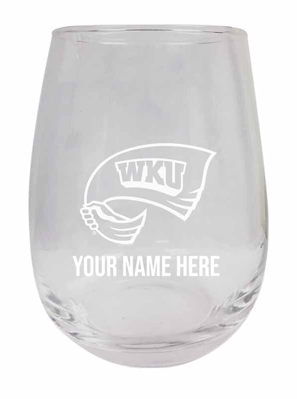 Western Kentucky Hilltoppers NCAA Officially Licensed Laser-Engraved 9 oz Stemless Wine Glass - Personalize with Your Name, Ideal for Wine & Cocktails