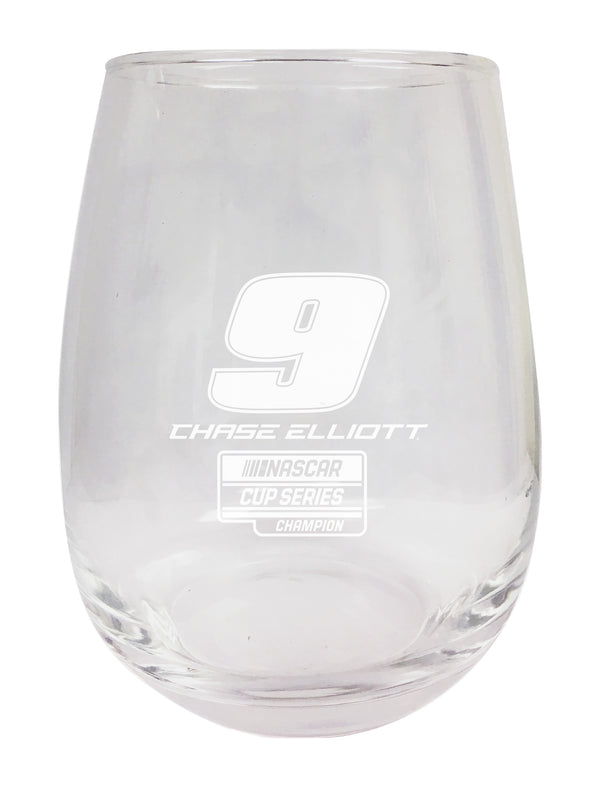R and R Imports Chase Elliott NASCAR 2020 Champion Etched Stemless Glass 9 oz 2-Pack