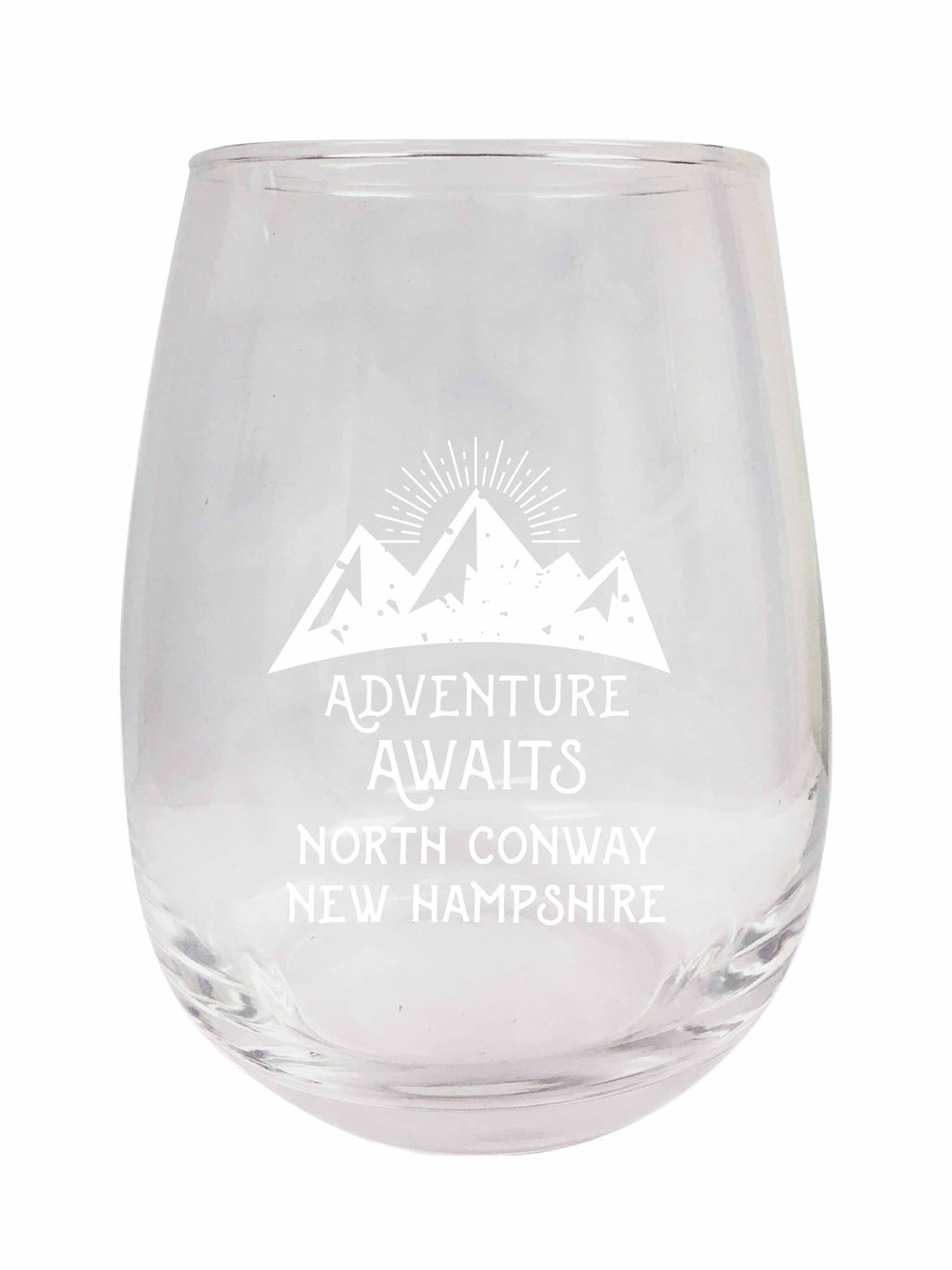 North Conway New Hampshire Engraved Stemless Wine Glass Duo