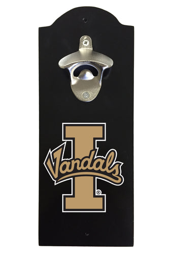 Idaho Vandals Wall-Mounted Bottle Opener – Sturdy Metal with Decorative Wood Base for Home Bars, Rec Rooms & Fan Caves