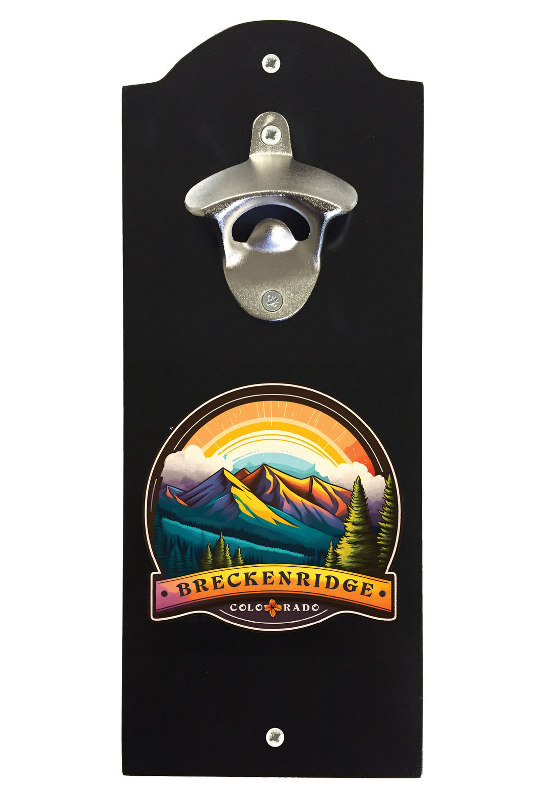 Breckenridge Colorado Design B Souvenir  Wall mounted bottle opener Black