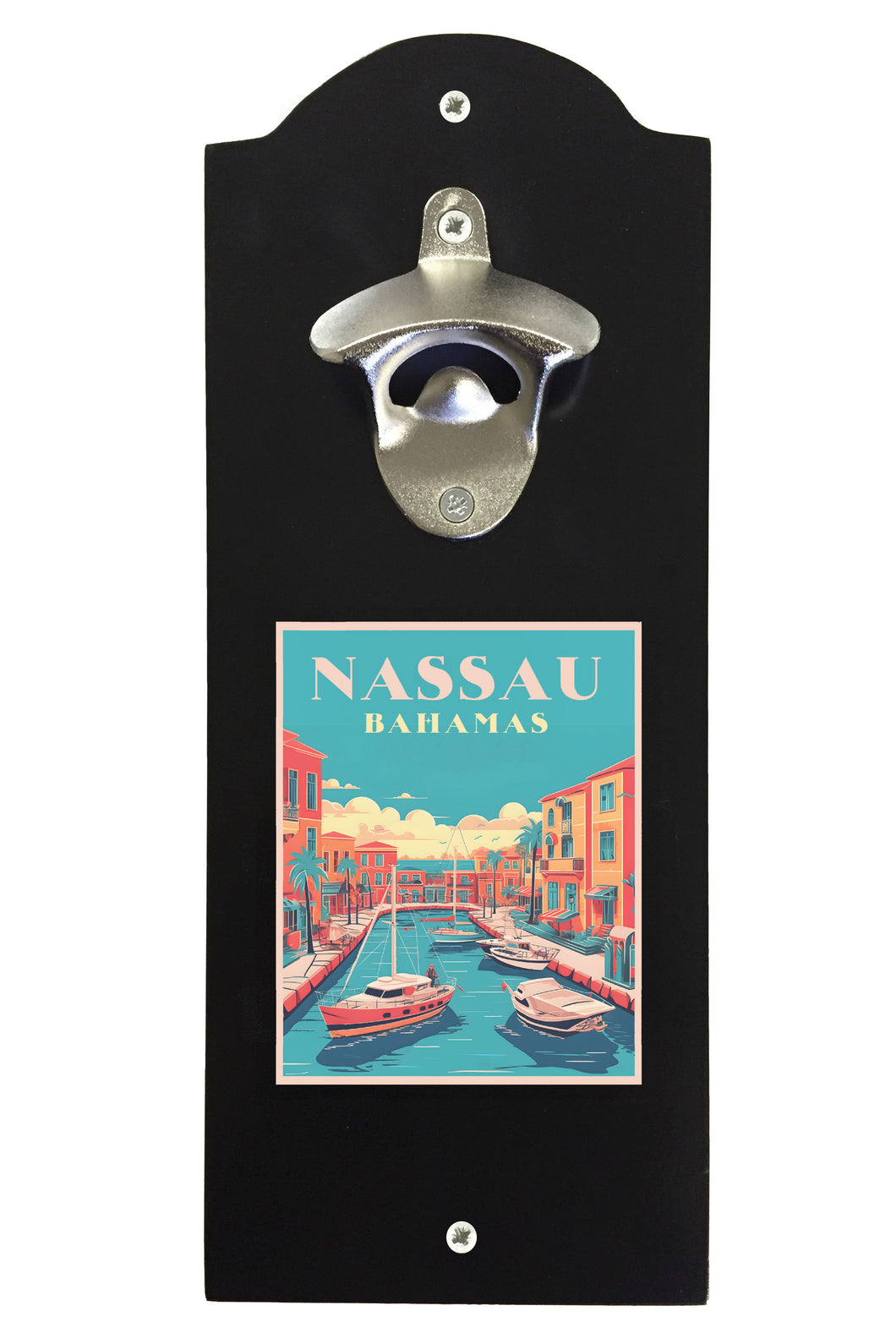 Nassau  the Bahamas Design B Souvenir  Wall mounted bottle opener