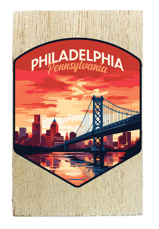 Philadelphia Pennsylvania Design B Souvenir Wooden 2" x 3" Fridge Magnet