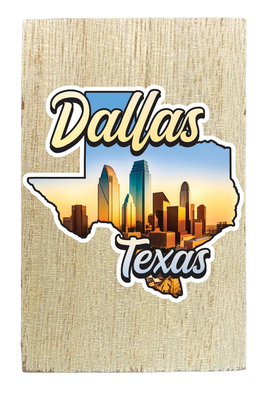 Dallas Texas Design A Souvenir Wooden 2" x 3" Fridge Magnet