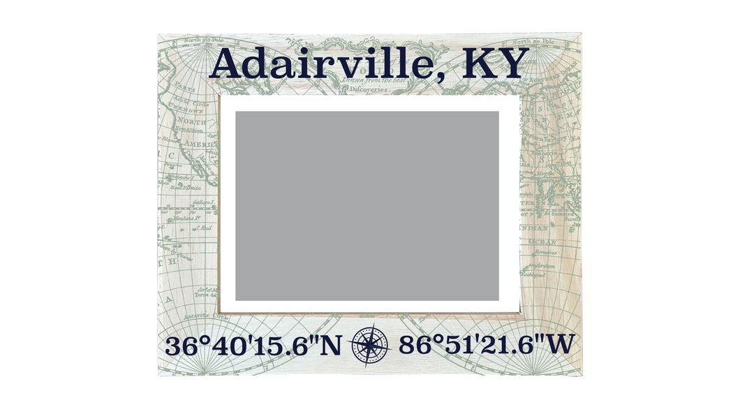 Adairville Kentucky Souvenir Wooden Photo Frame Compass Coordinates Design Matted to 4 x 6