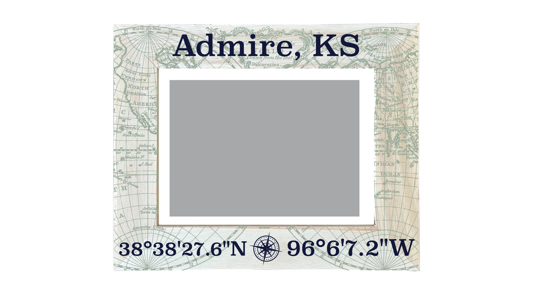 Admire Kansas Souvenir Wooden Photo Frame Compass Coordinates Design Matted to 4 x 6