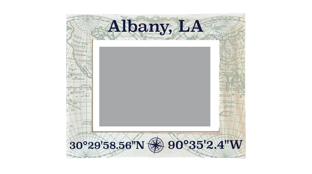 Albany Louisiana Souvenir Wooden Photo Frame Compass Coordinates Design Matted to 4 x 6