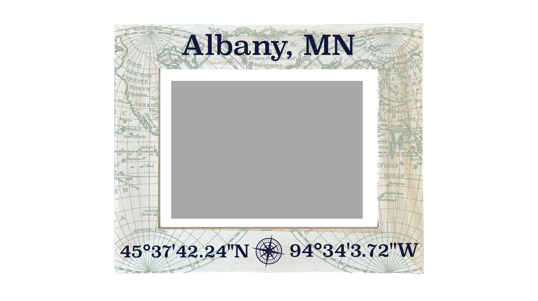 Albany Minnesota Souvenir Wooden Photo Frame Compass Coordinates Design Matted to 4 x 6