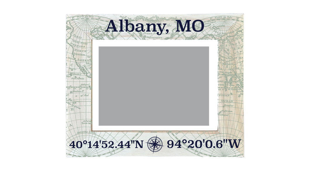 Albany Missouri Souvenir Wooden Photo Frame Compass Coordinates Design Matted to 4 x 6